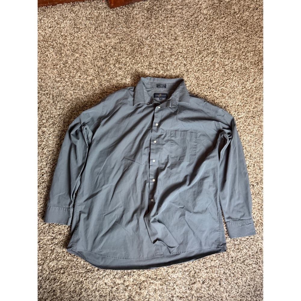 Giorgio Brutini Mens Gray Long Sleeve Button Down Dress Shirt Size 18.5‎ 34/35